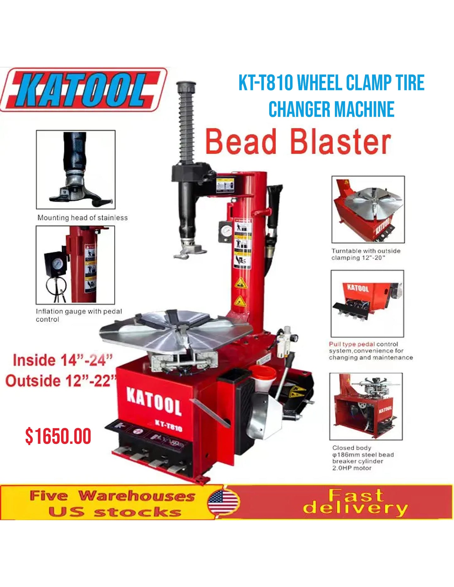 KT-T810 Wheel Clamp Tire Changer Machine